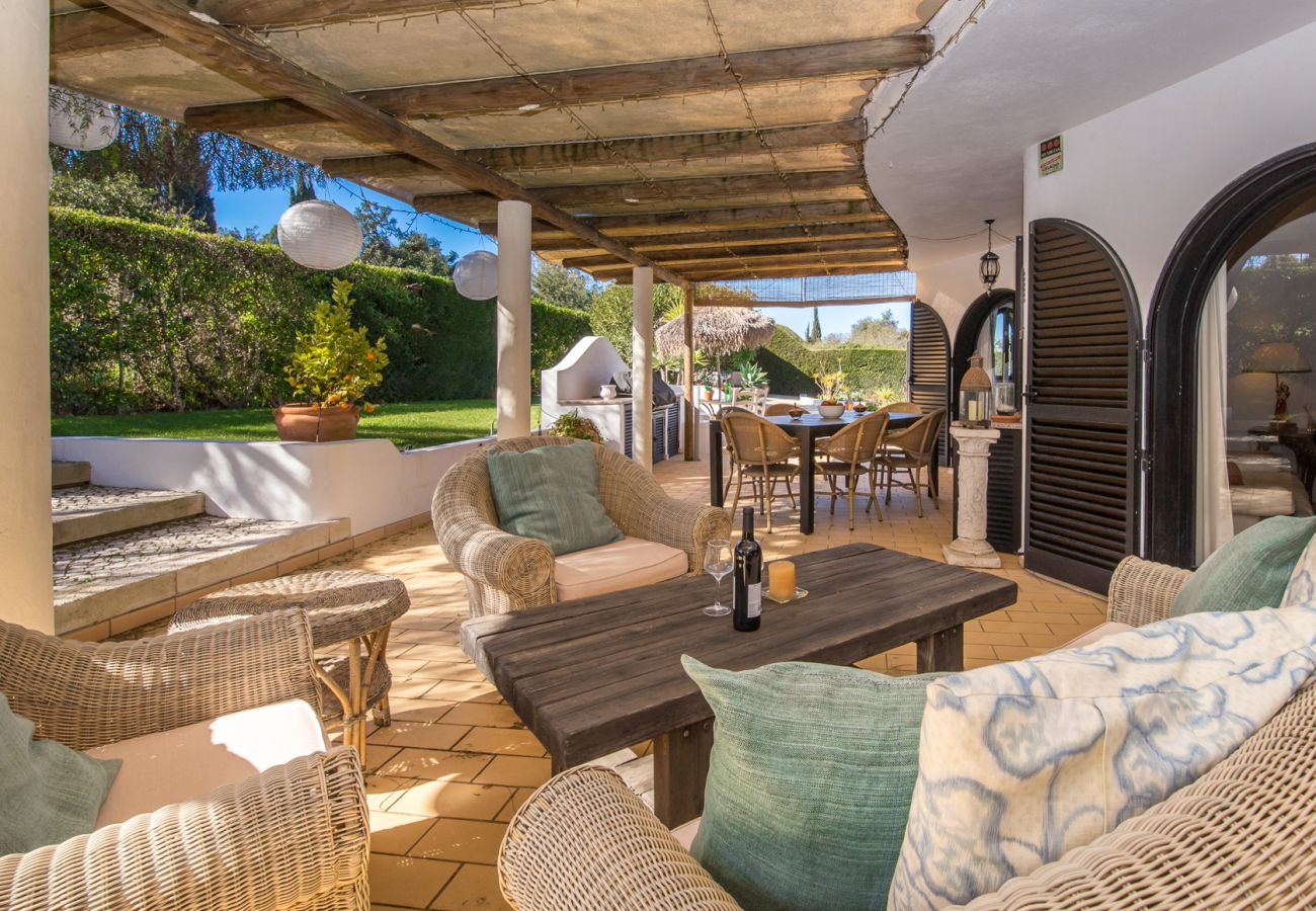 Shaded seating and dining areas